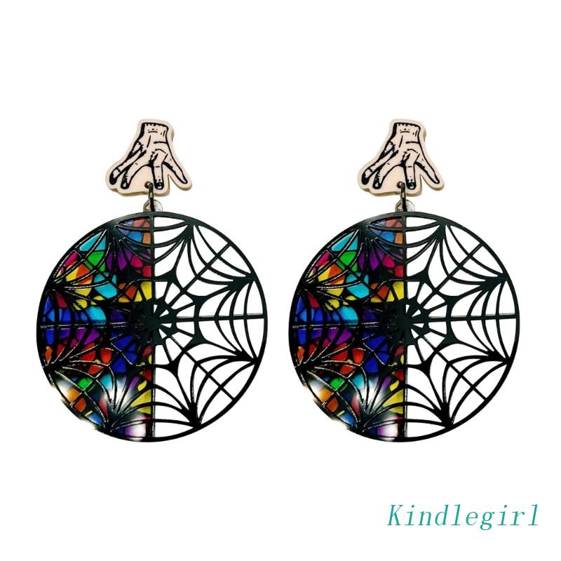 Bông Tai Hình Tròn Bằng Kim Loại Màu Cầu Vồng Thời Trang Cho Nữ