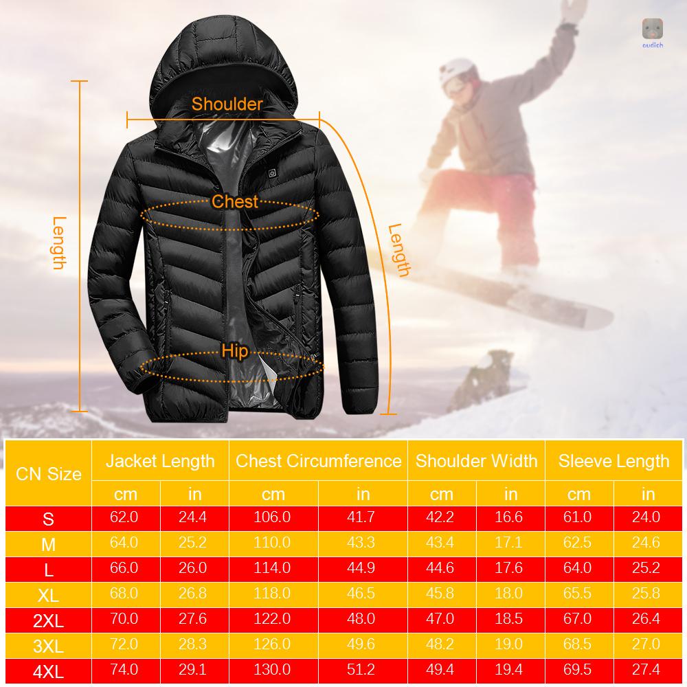 Áo Khoác Cotton Sưởi Ấm Điện Tử Có Mũ Trùm Tháo Rời Được Dành Cho Nam Nữ Trượt Tuyết Câu Cá Đi Bộ Đường Dài Cắm