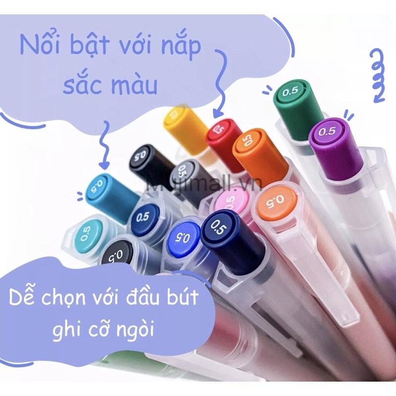 Muji Bút Bi Bấm Muji 0.5mm - Đủ Màu 16 màu Chính hãng. bút mực gel.