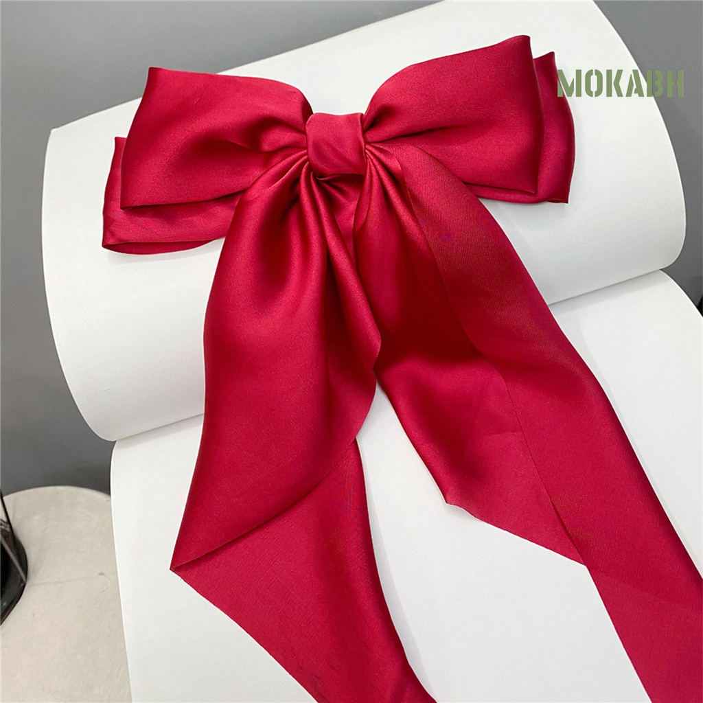 Kẹp Tóc Nơ Ruy Băng Bằng Vải Satin Co Giãn Tốt Phong Cách Hàn Quốc Cho Bé Gái