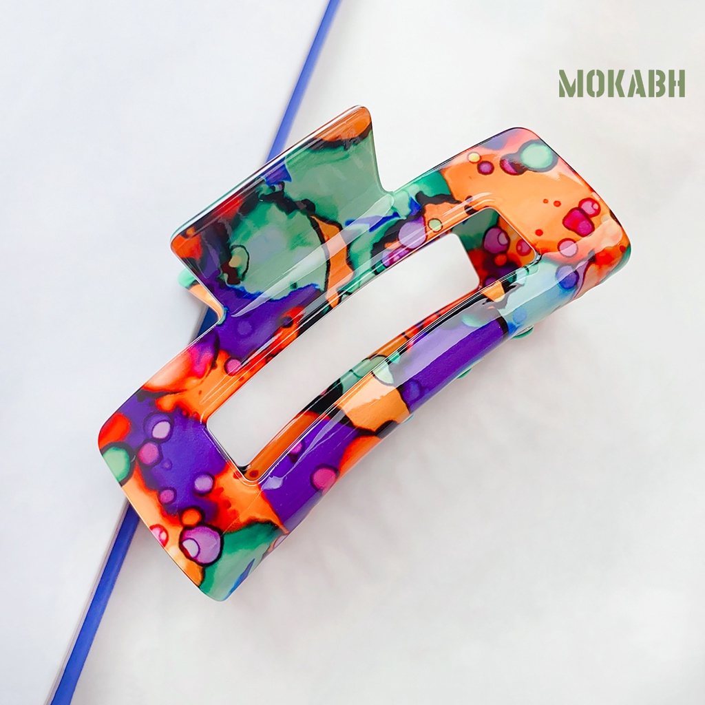 Kẹp Tóc Càng Cua Họa Tiết Da Báo Màu Sắc Tương Phản Phong Cách Vintage