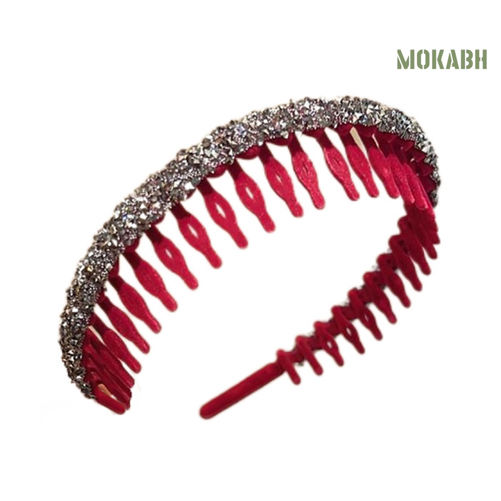 Băng đô cài tóc rửa mặt Chống Trượt Có Răng Hẹp Đính Đá Lấp Lánh