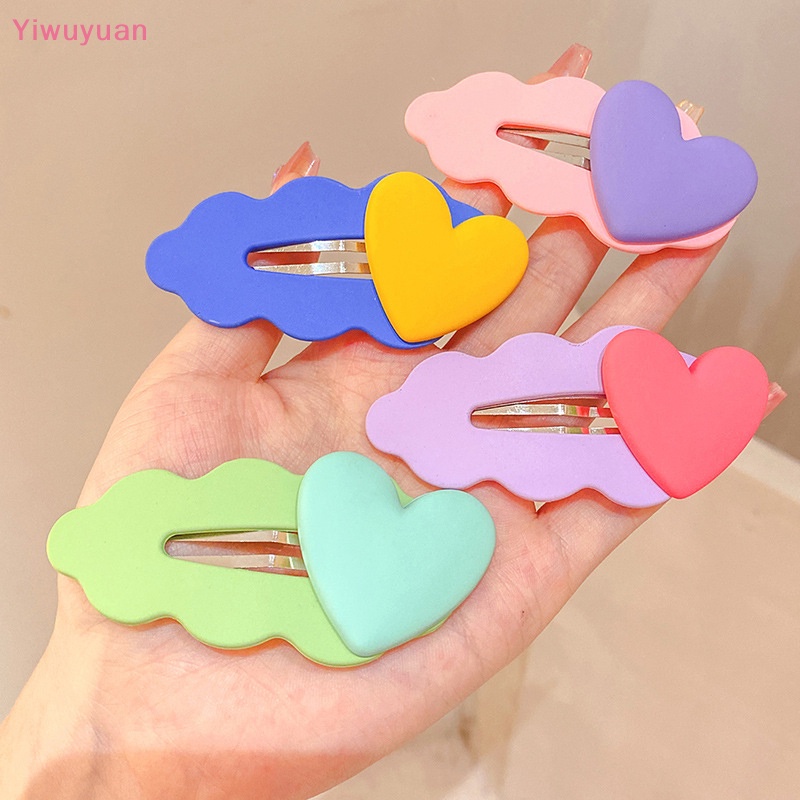 < Yiwuyuan > Kẹp Tóc Màu Kẹo Ngọt Hình Trái Tim Gợn Sóng Nhiều Màu Sắc Không Làm Tổn Thương Tóc Mái BB Dễ Thương Cho Bé Gái Mới