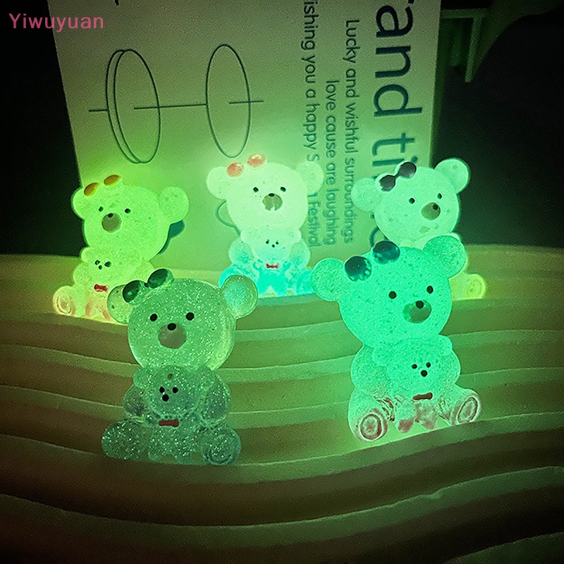 < Yiwuyuan > Bộ 2 Tượng Gấu Hoạt Hình Ba Chiều Bằng Nhựa Resin Màu Gradient Trang Trí Bàn Điều Khiển Ô Tô Để Bàn Mới