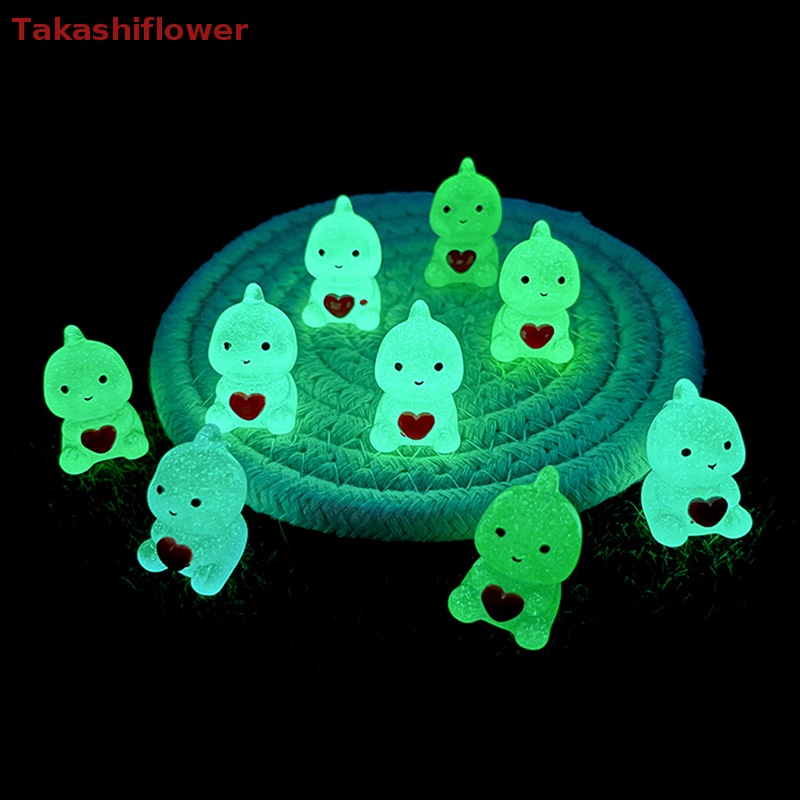 Bộ 5 Mô Hình Khủng Long Mini Bằng Resin Màu Dạ Quang Dễ Thương Trang Trí Thủ Công DIY