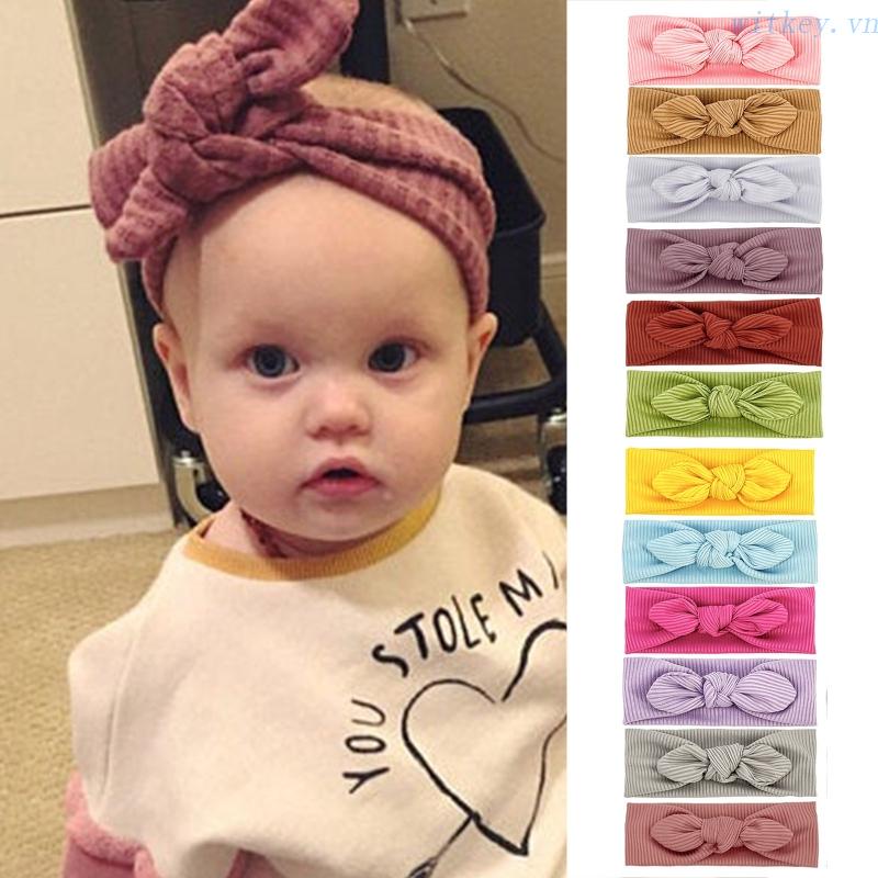 Set 12 Băng Đô Thắt Nơ Tai Thỏ Co Giãn Dễ Thương Cho Bé Gái