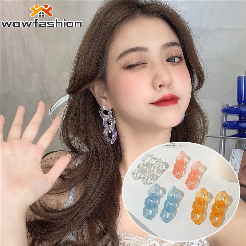 Đôi khuyên tai dạng chuỗi thời thượng nhiều màu xinh xắn phong cách Hàn Quốc cho nữ