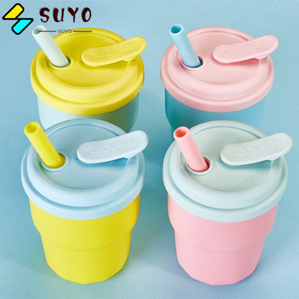 Bình Nước Silicone Chịu Nhiệt Chống Rơi 380ml Kèm Ống Hút Tiện Dụng Cho Bé