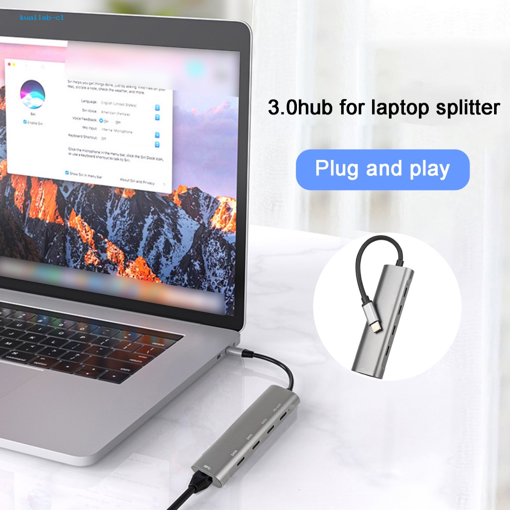 Bộ Chia Cổng USB 3.0 Type-C Bằng Hợp Kim Nhôm Cho Laptop