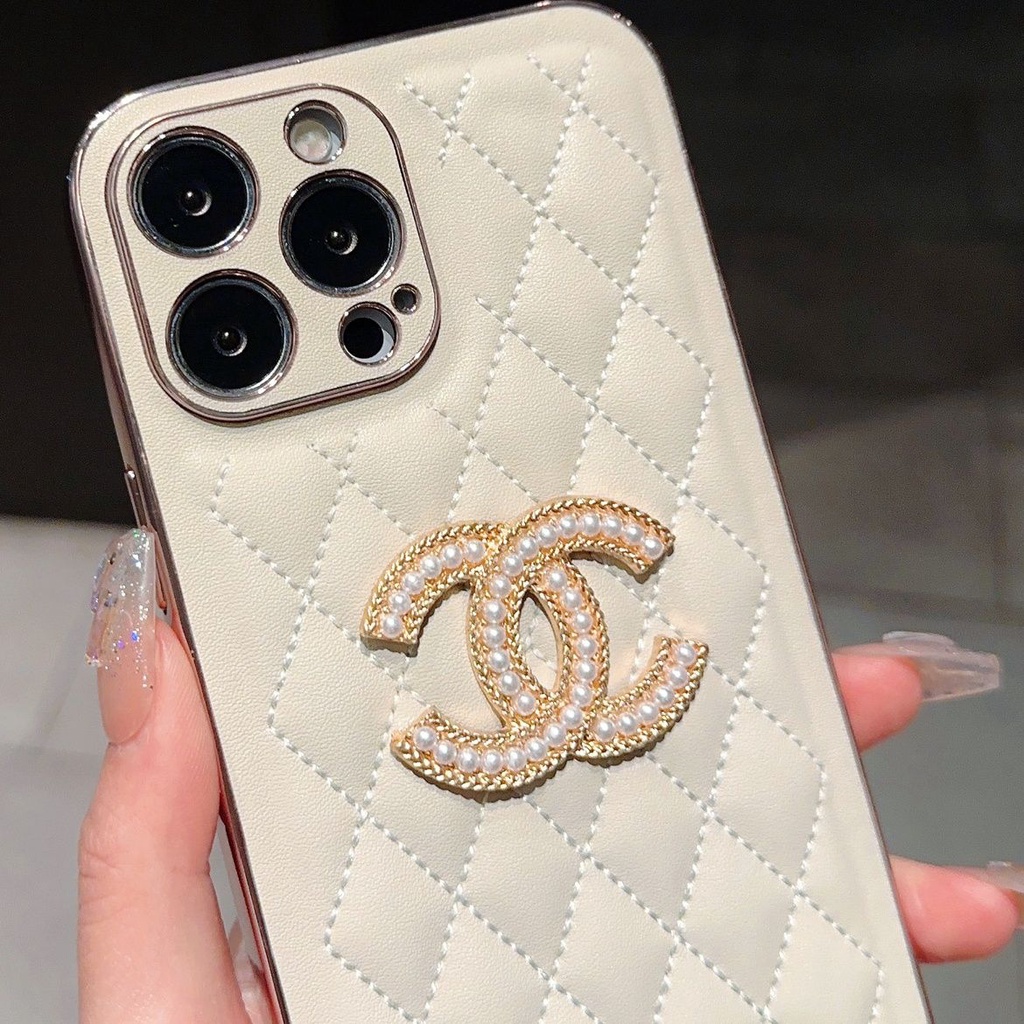 Ốp Điện Thoại Da Họa Tiết Kim Cương Mạ Vàng Sang Trọng Cho iPhone 14 Pro Max 13 12 Pro Max 11 Pro Max X XS Max XR 14P