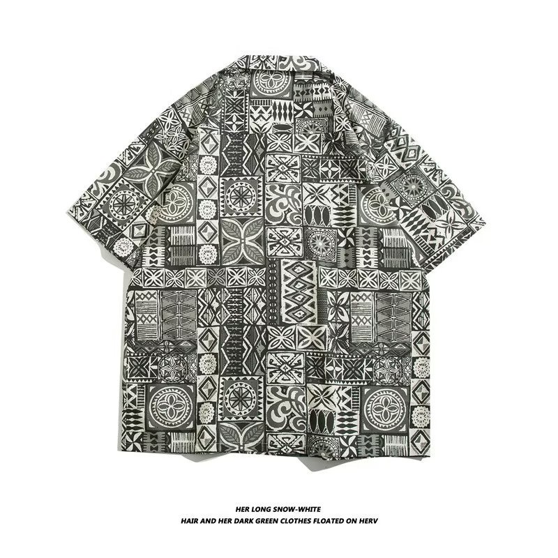 Áo Sơ Mi Ngắn Tay Họa Tiết Hình Học Sang Trọng Phong Cách Hàn Quốc Cho Nam Đi Biển Mùa Hè 2023