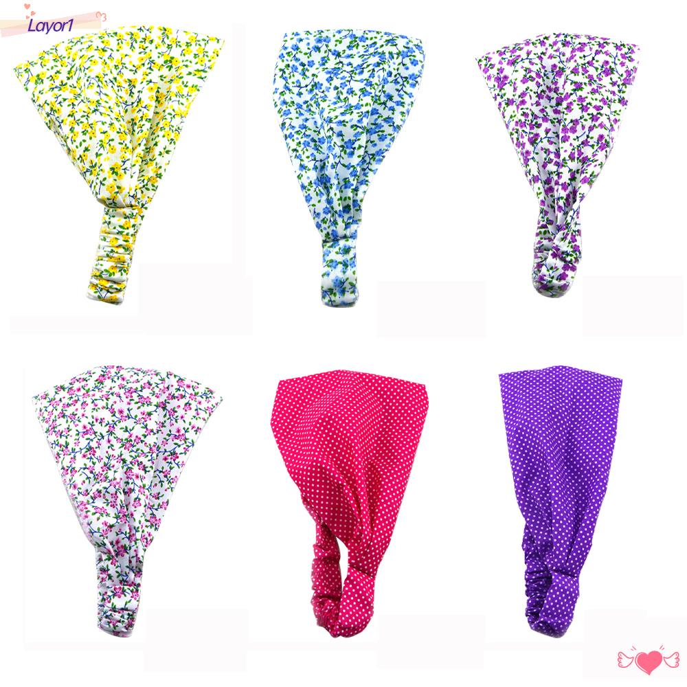 1 Băng Đô Turban In Họa Tiết Hoa / Chấm Bi Co Giãn Cho Bé Gái