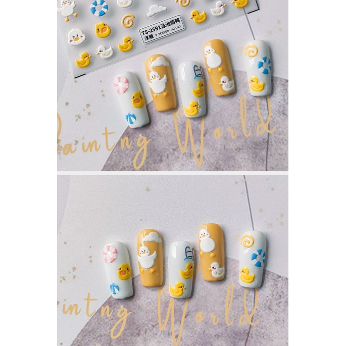 Miếng Dán Trang Trí Móng Tay 5D Hình Vịt Dễ Thương TS-2590