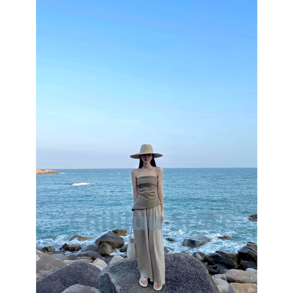 S48 - Set áo quây kèm quần sóng nhăn