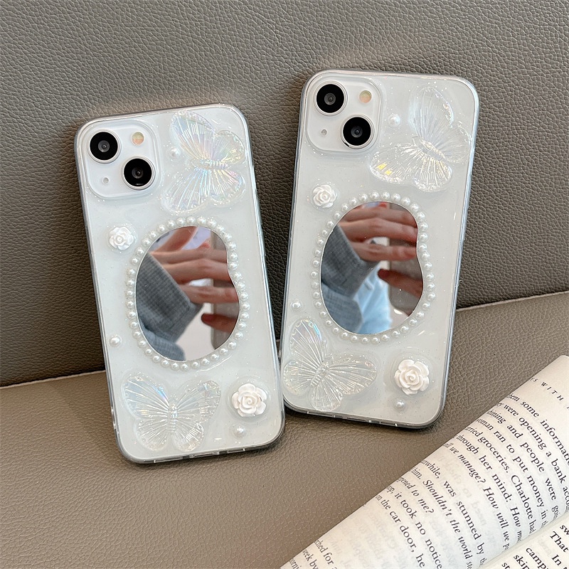Ốp Điện Thoại Mềm Trong Suốt Chống Sốc Họa Tiết Bướm Và Hoa Hồng Dành Cho iPhone 14 13 12 11 Pro Max 14 Plus