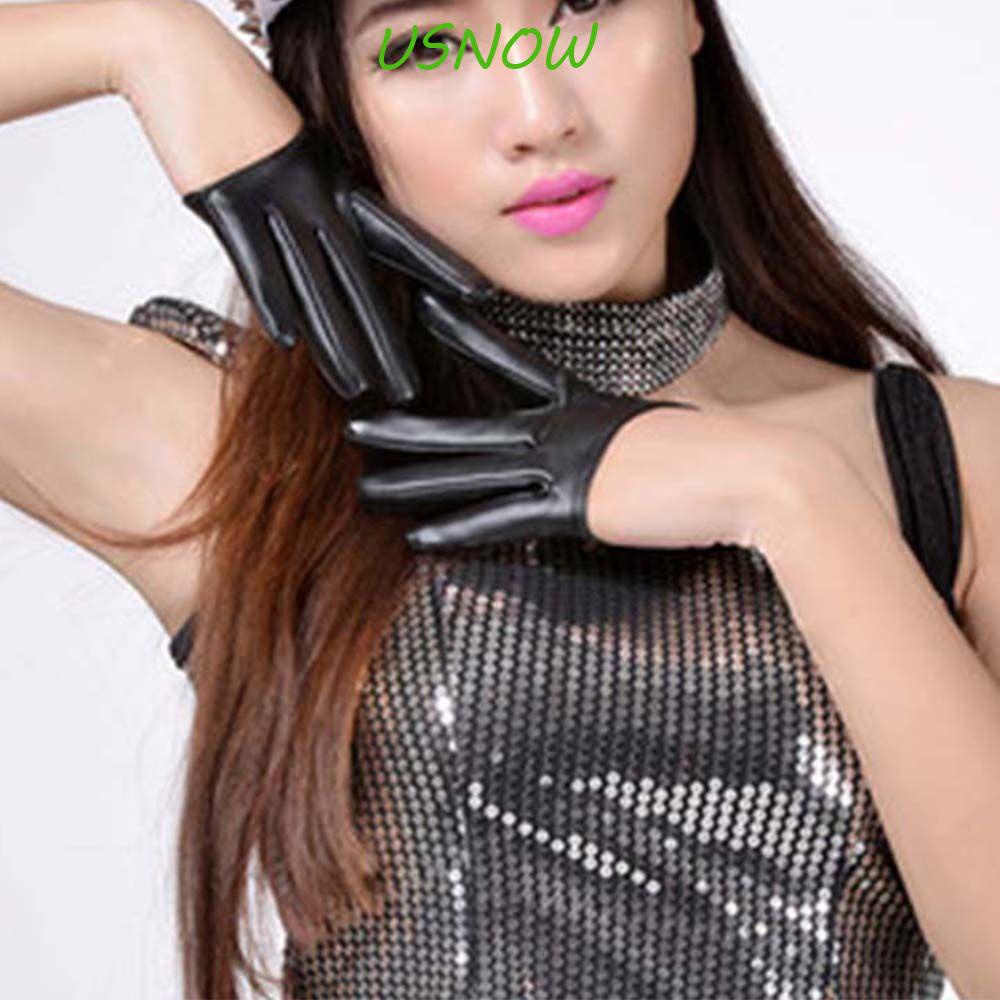 Găng Tay Hở Ngón Bằng Da Giả Màu Đen Quyến Rũ Thời Trang Mùa Đông Cho Nữ