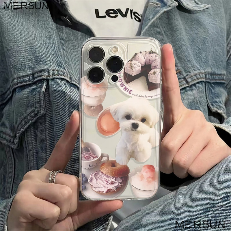 ✅Ốp Điện Thoại Mềm Chống Sốc Hình Cún Trắng Đơn Giản Cho Iphone 14pro 11 6In 13 12Max78