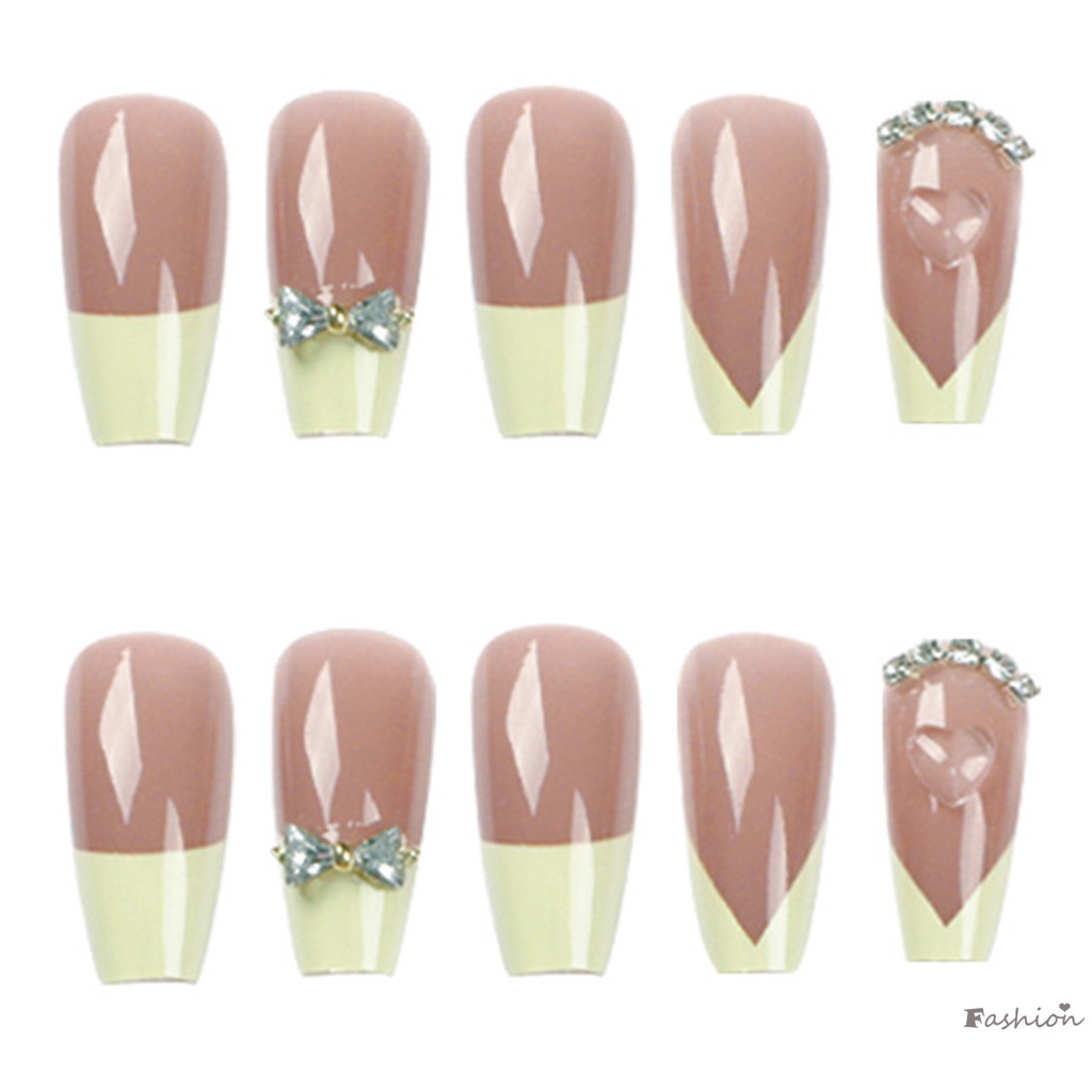 Móng Tay Giả Hình Vuông Họa Tiết Bướm Phong Cách Pháp