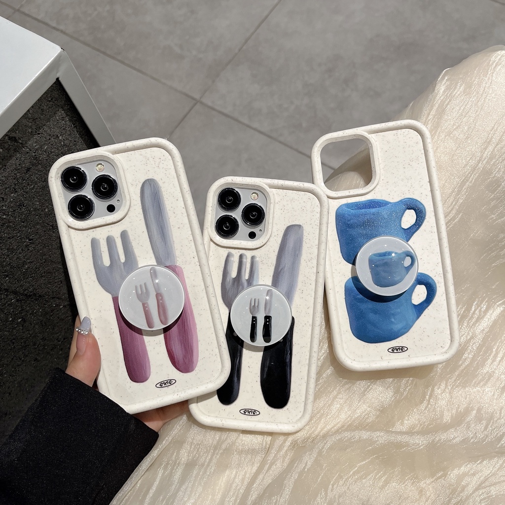 Ốp Điện Thoại Silicon TPU Mềm Chống Sốc Hình Chiếc Nĩa Đơn Giản Có Giá Đỡ Cho iPhone 13 12 11 14 Pro Max