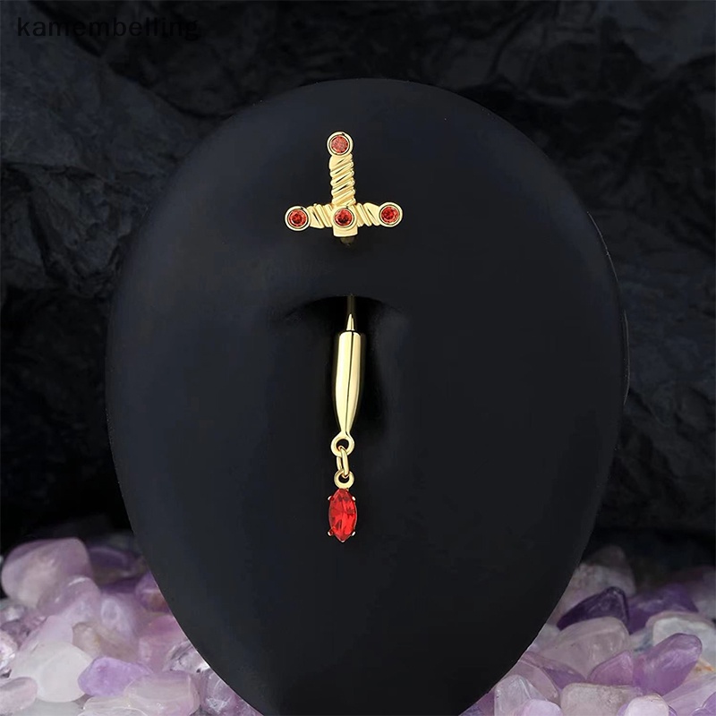 Kamembelling Khuyên Rốn Thép Không Gỉ Hình Rắn Đính Đá Zircon Đỏ Phong Cách Halloween Sáng Tạo