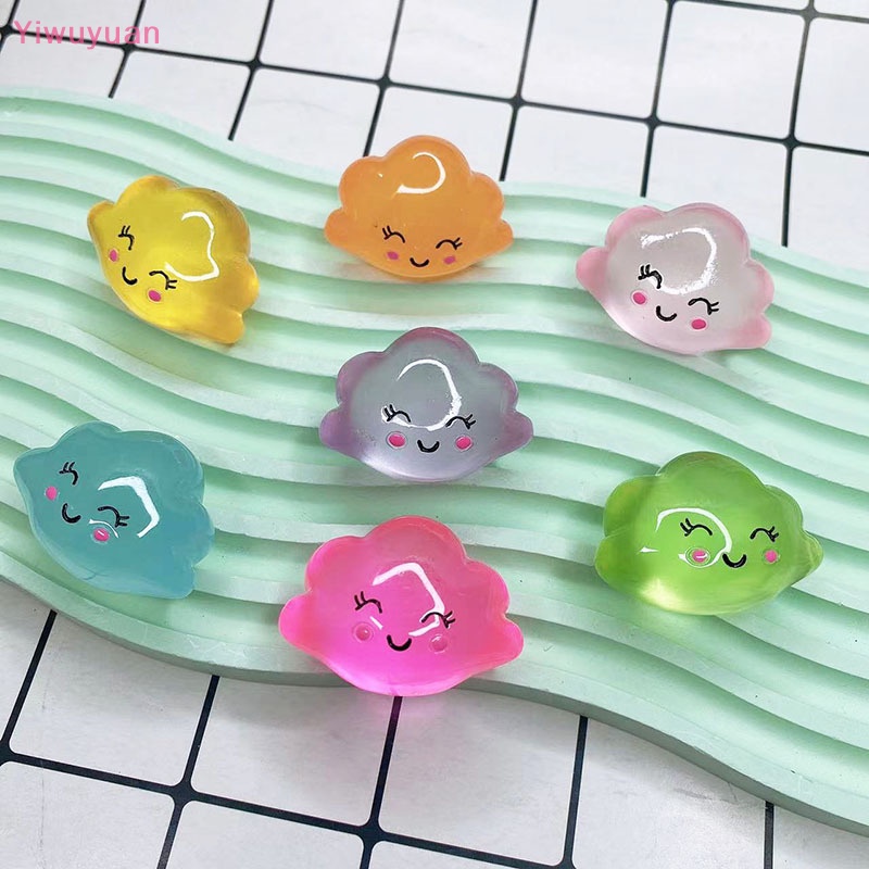< Yiwuyuan > Đồ Chơi Trang Trí Tiểu Cảnh Ba Chiều Bằng Nhựa Resin Mini Phát Quang Hình Trăng Sao Đám Mây Gắn Xe Hơi DIY