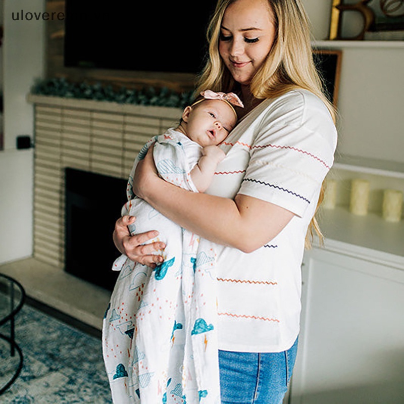 Uloveremn Chăn Quấn Em Bé Sơ Sinh Bằng Cotton Họa Tiết Đám Mây Muslin