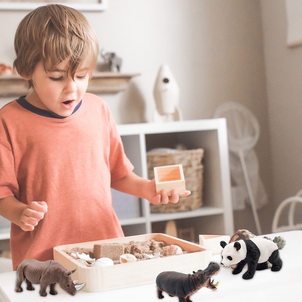 Set 8 Mô Hình Động Vật Hà Mã / Voi / Báo / Sư Tử / Hà Mã / Động Vật Cho Bé
