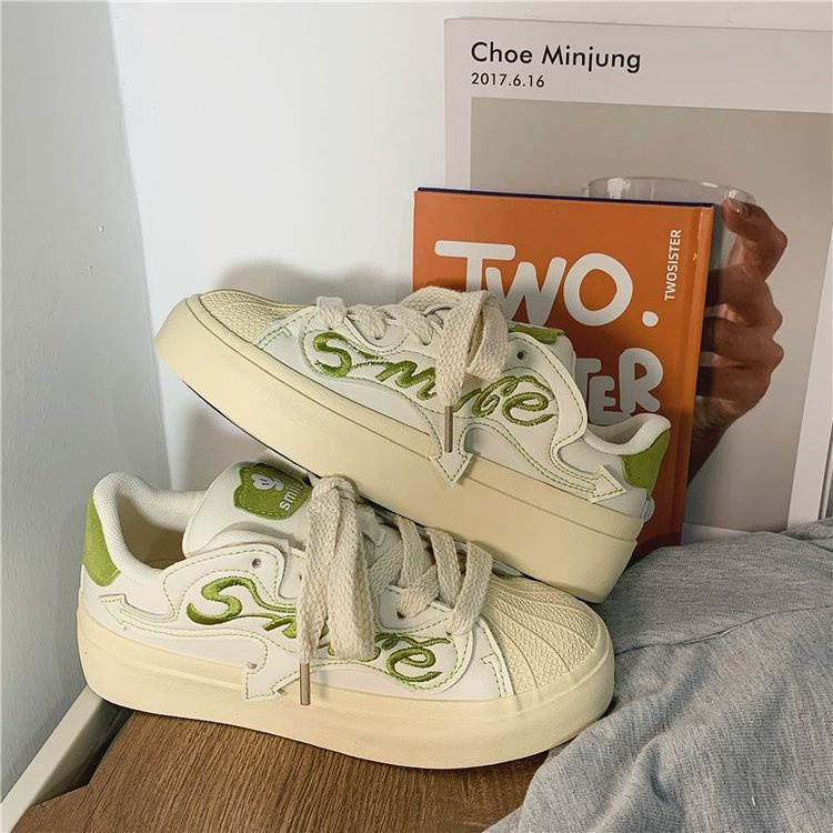 Giày Thể Thao Đế Dày Thêu Chữ Phong Cách Hàn Quốc Thời Trang Cho Nữ