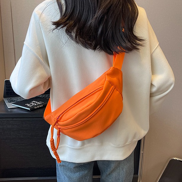 Túi Đeo Hông / Đeo Trước Ngực Bằng Vải Canvas 5 Màu Thời Trang Nhật Hàn Dành Cho Nữ