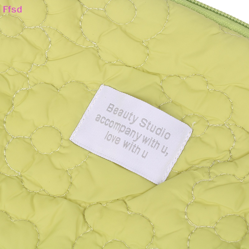 {Ffsd} Túi Đựng Mỹ Phẩm Chần Bông Màu Trơn Họa Tiết Hoa Dễ Thương * Bán Chạy