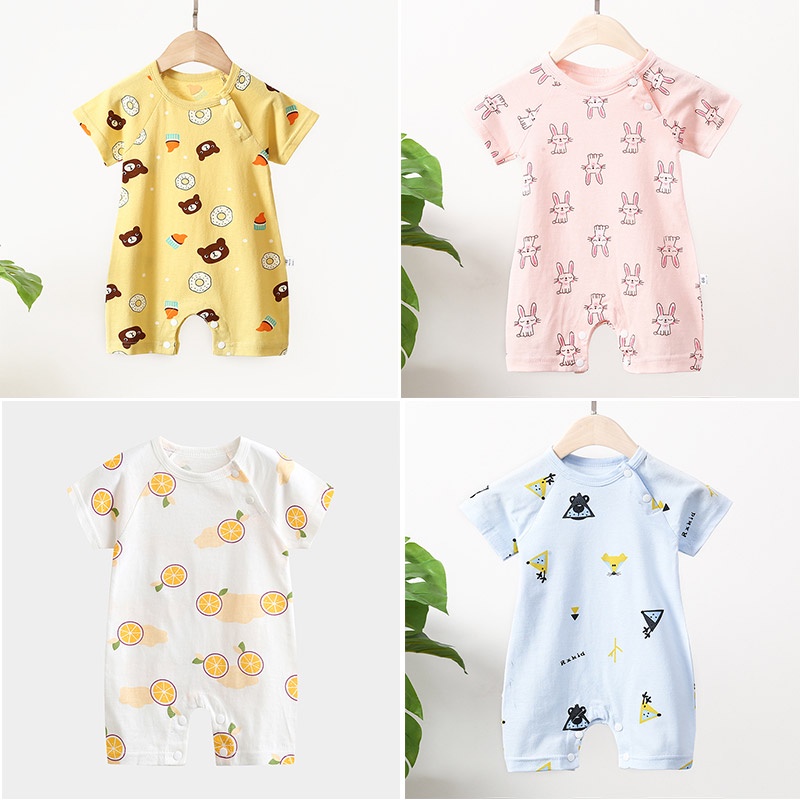 Bộ Áo Liền Quần Bằng cotton Nguyên Chất Tay Ngắn Thời Trang Cho Bé Sơ Sinh