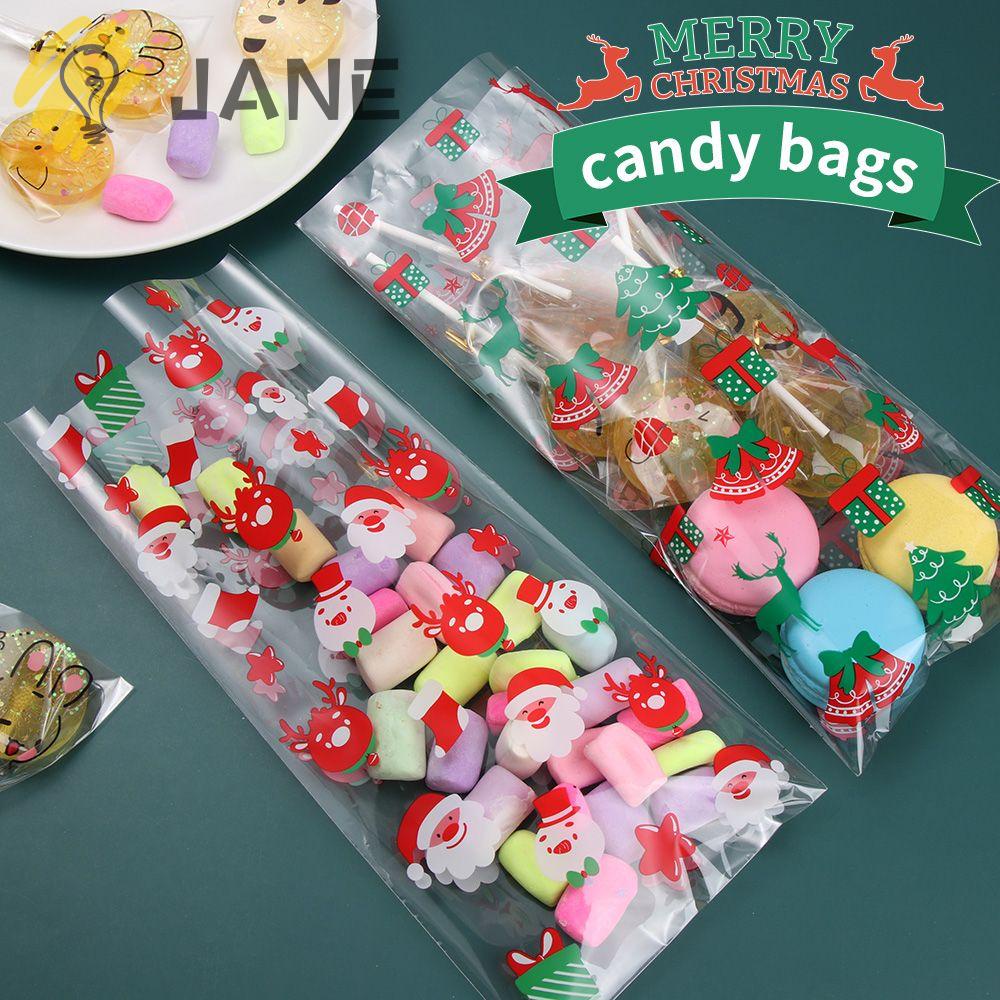 Set 100 Túi Dây Rút Đựng Kẹo / Bánh Quy Trang Trí Tiệc Giáng Sinh