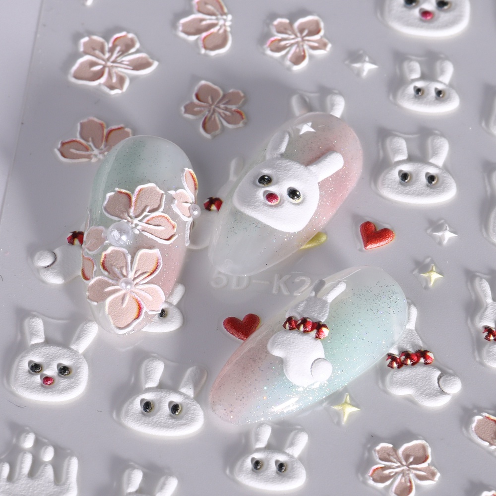 Miếng Dán Trang Trí Móng Tay Bằng Acrylic Dập Nổi Họa Tiết Hoạt Hình Dễ Thương
