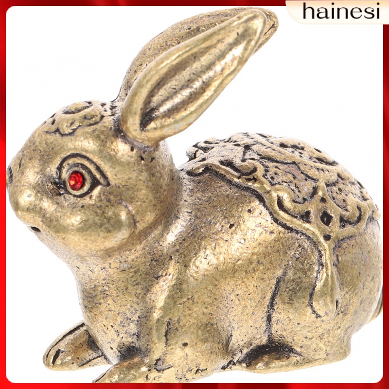 Car Decoration Chinoiserie Brass Lucky Rabbit Statue Gift Animal