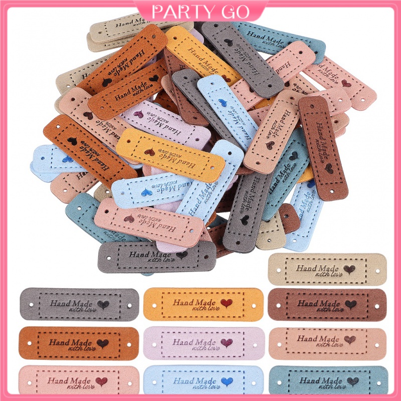 Set 60 Miếng Nhãn Bằng Da Nhiều Màu Dùng Để May Vá Quần Áo