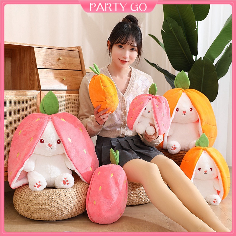 1 Thỏ Nhồi Bông Mềm Mại 18cm Giấu Trò Chơi Thỏ / Cà Rốt / Dâu Tây