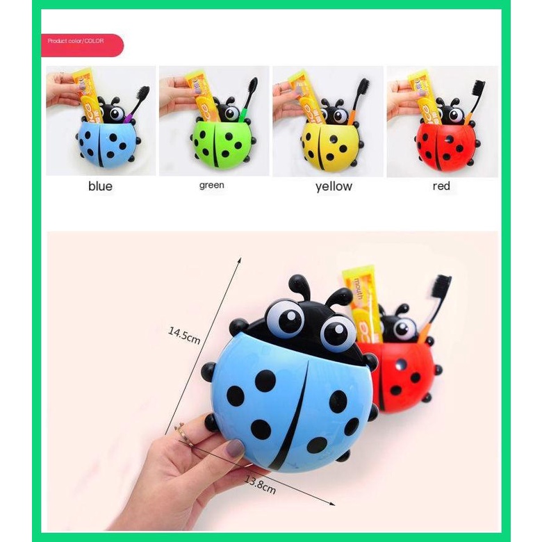 Giá Đỡ Bàn Chải Đánh Răng Hít Tường Hình Bọ Rùa Hoạt Hình Thân Thiện Với Môi Trường Cho Phòng Tắm