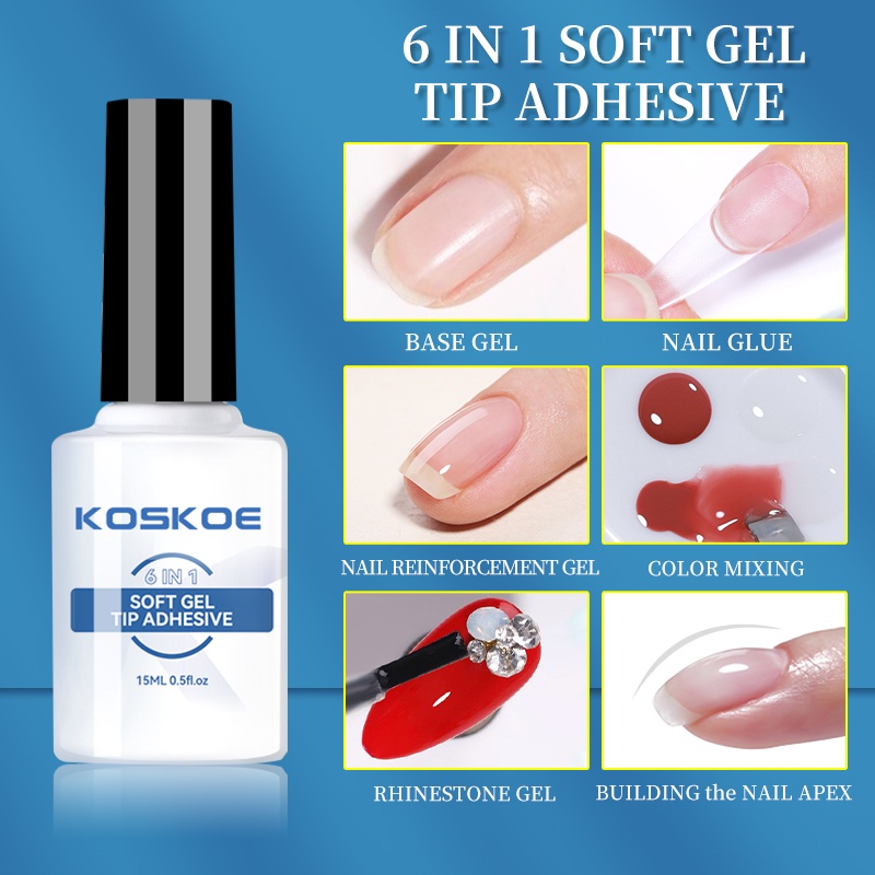 Lọ gel mềm UR SUGAR 6 trong 1 đa năng 15ml dùng nối dài móng tay chuyên dụng