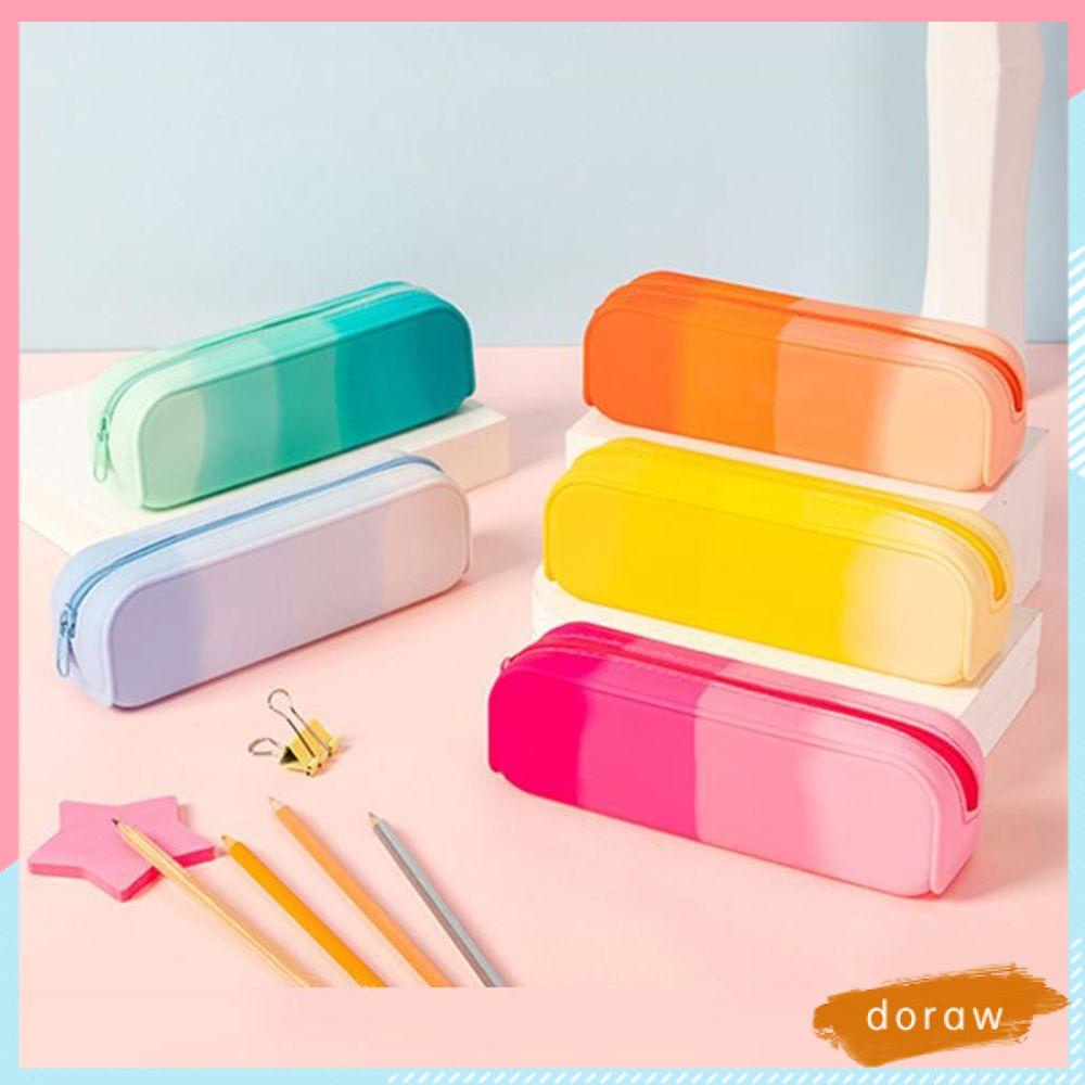 Túi Đựng Bút Silicon Mềm Màu Gradient Dễ Thương Cho Học Sinh