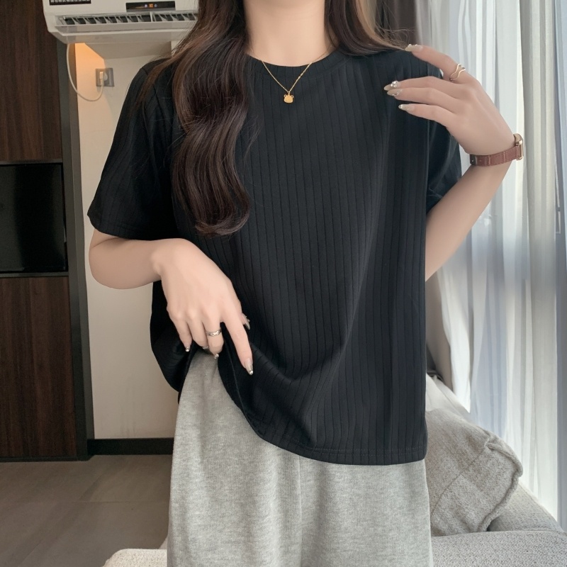 Áo Thun Tay Ngắn Màu Sắc Đơn Giản Phong Cách Hàn Quốc Cho Nữ