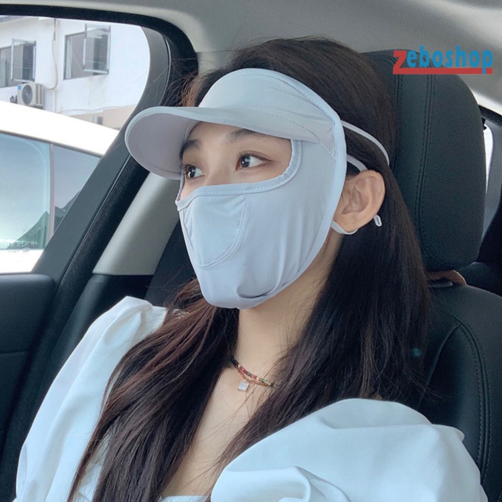 Zeboshop Mũ Chống Nắng Mùa Hè Thoáng Khí Màu Trơn Có Dây Buộc Có Thể Điều Chỉnh Bảo Vệ Khuôn Mặt Cho Nữ
