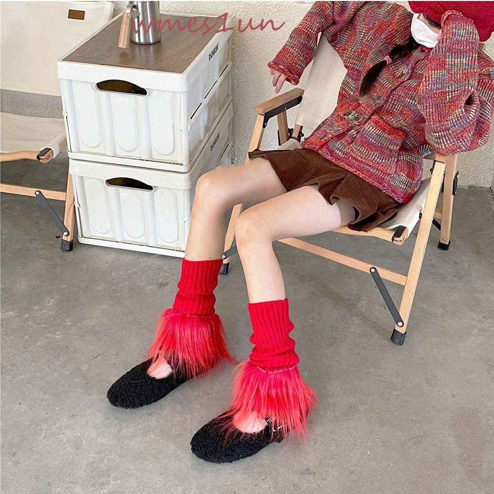 Wmes15h Y2K Vớ Lông Nhung Màu Trơn Cổ Điển Cá Tính Phong Cách Hàn Quốc