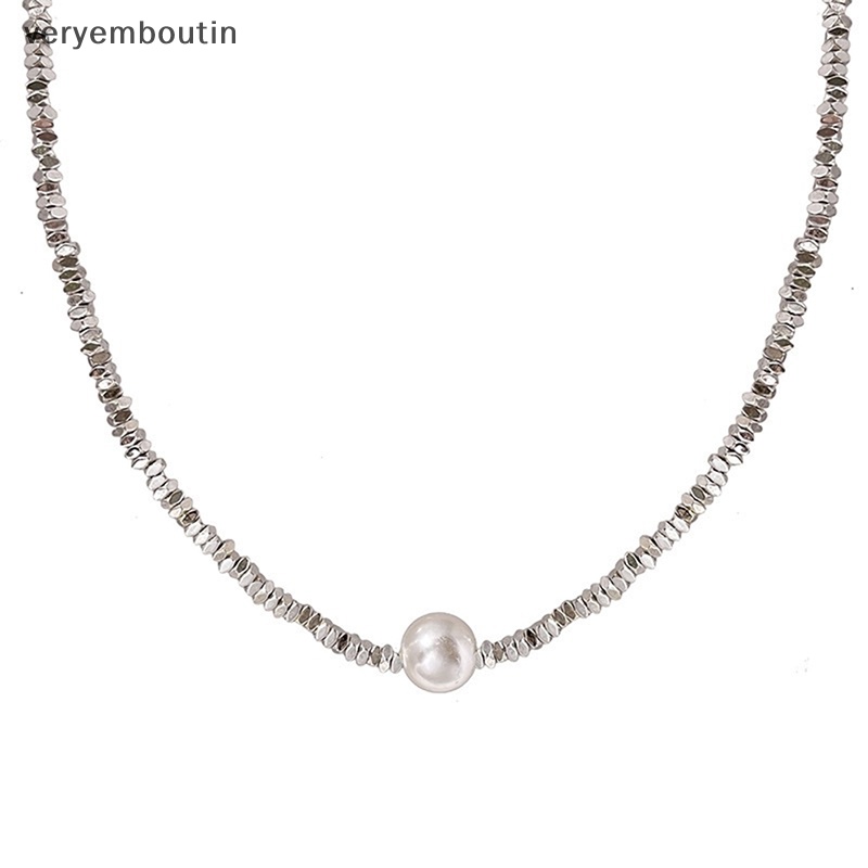 Vòng Cổ Choker Màu Bạc Đính Ngọc Trai Lấp Lánh Thời Trang Cho Nữ