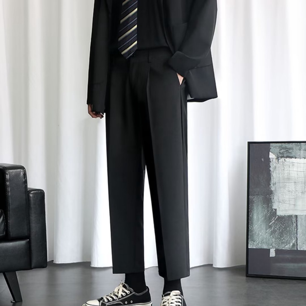 Quần Dài Ống Rộng Vải Lụa Mát Thời Trang Đường Phố Mỹ Cá Tính Cho Nam