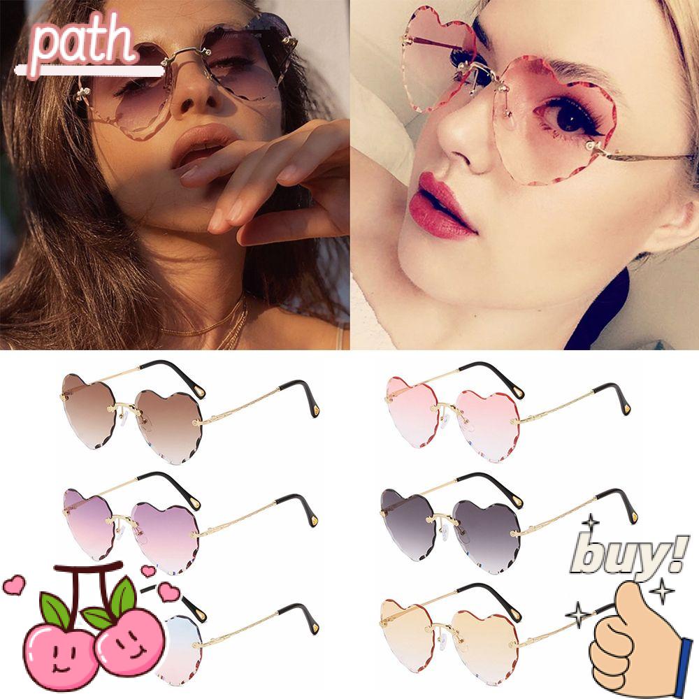 Kính Mát Gọng Kim Loại Hình Trái Tim Dễ Thương Cho Nữ