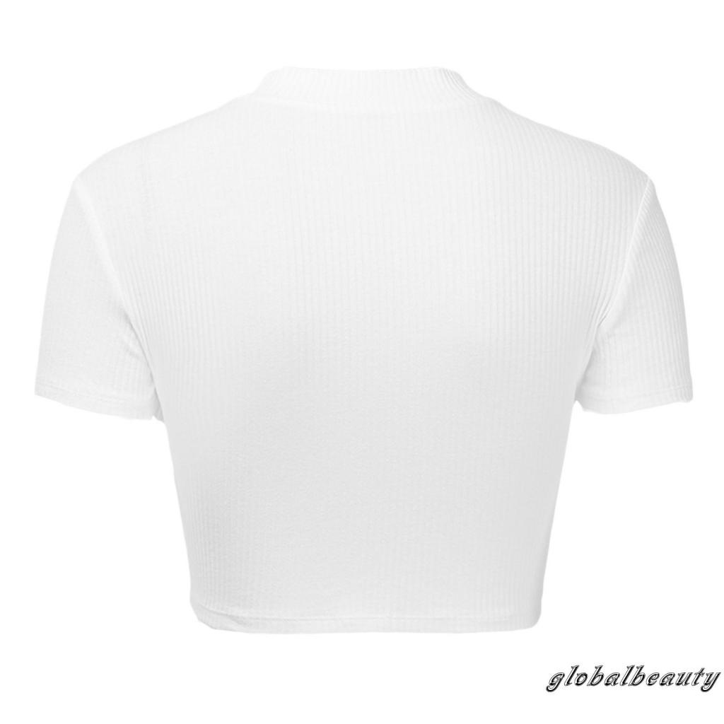 Áo Dệt Kim Ngắn Tay Cổ Chữ V Phối Khóa Kéo Trước Gợi Cảm Cho Nữ