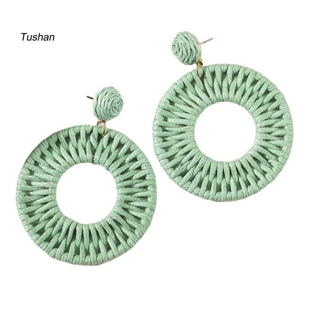 1 Đôi Bông Tai Tròn Màu Sắc Tươi Sáng Thời Trang Đi Biển Cho Nữ