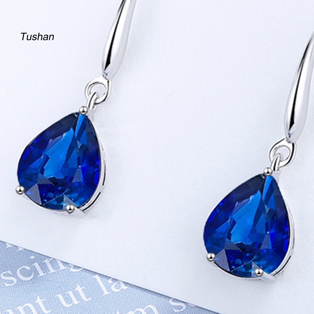 1 Đôi Bông Tai Hình Giọt Nước Đính Đá Zircon Thời Trang Dành Cho Nữ