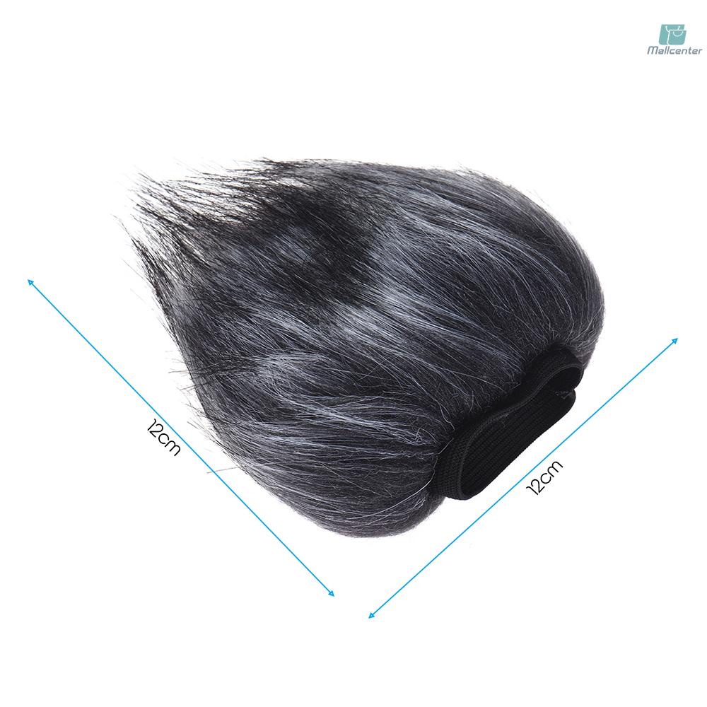EY-M23 Furry Outdoor Microphone Windscreen Artificial Fur Muff Wind Cover 12cm*12cm (L * D) for Zoom H1 H2N H4N Pro H6 for  D50 D100 Recorder Grey-White