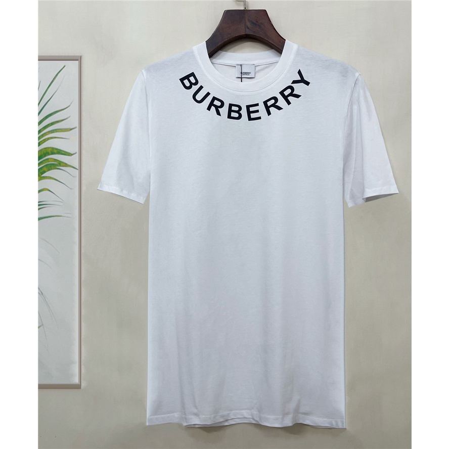 Áo Thun cotton Ngắn Tay Cổ Tròn In Hình Burberr Cá Tính Dành Cho Nam / Size S-4XL